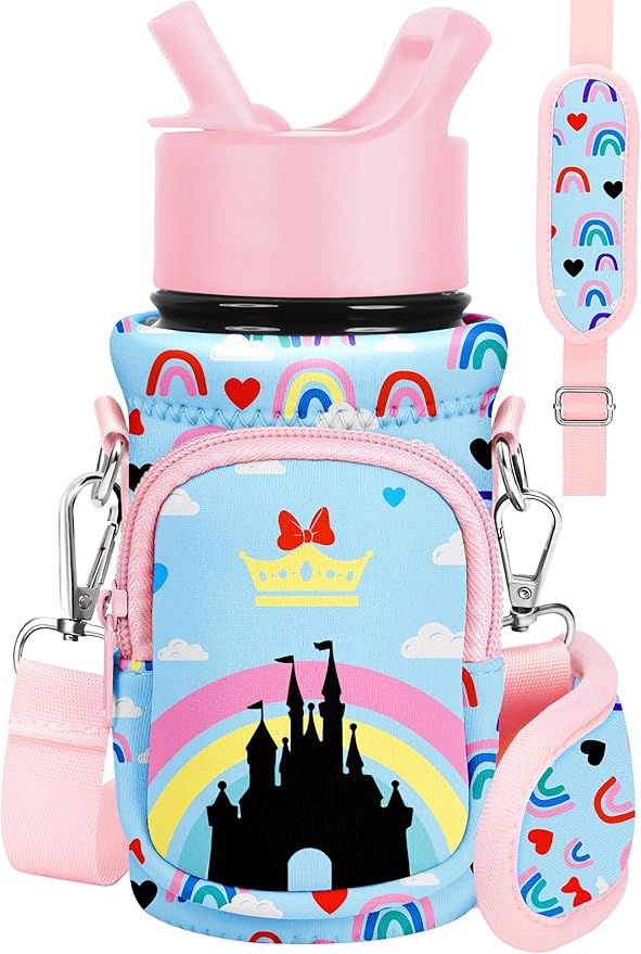Miss Adola Water Bottle Carrier with Strap - Insulated Kids Water Bottle Holder for Boys Girls Bottle Bag for 10-18Oz