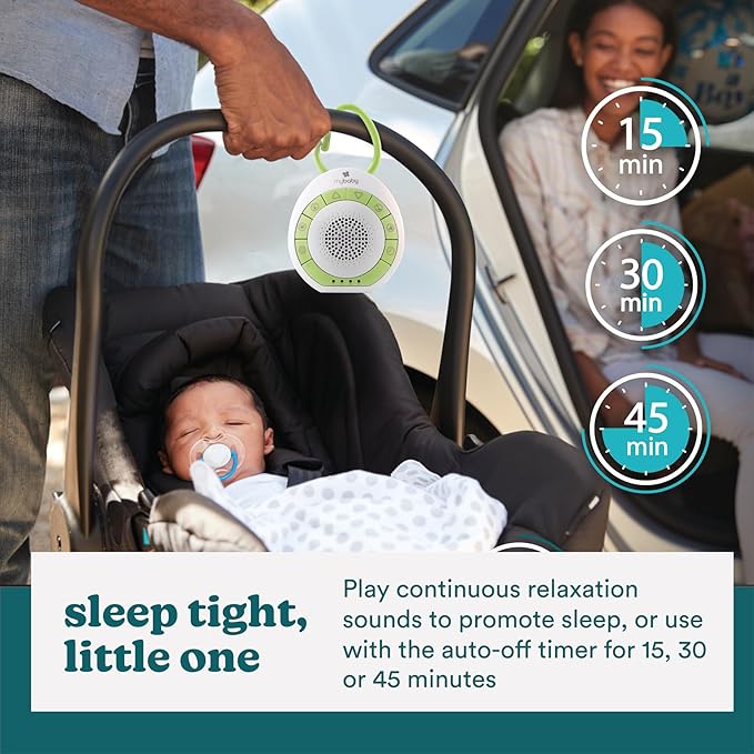 MyBaby Sound Machine, White Noise for Baby, Travel, Nursery and On The Go, 4 Soothing Sounds, Integrated Clip, Small and Lightweight, Great for Registry Gift