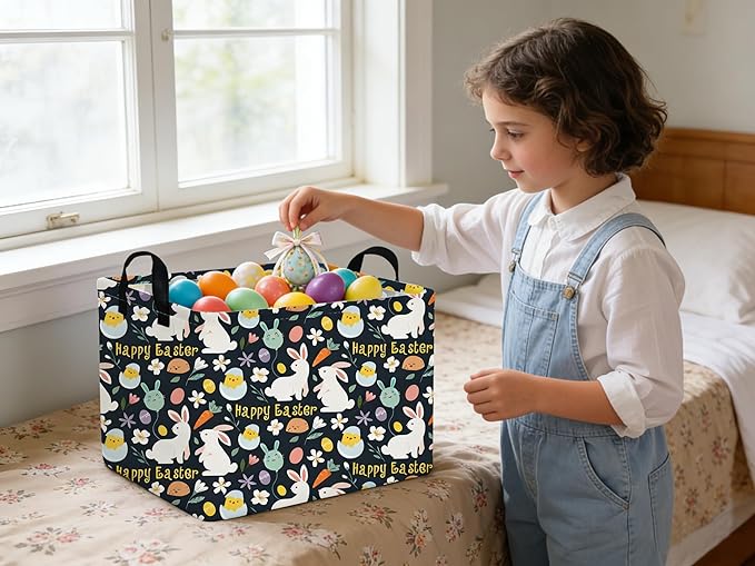 Rectangular Black Easter basket,Easter basket empty,Kids Storage Baskets for kids Bedroom,Gift Organizerm,Kids Storage Bin,Easters gift baskets,Kids home Decor(Black Easter)
