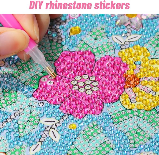 ZUYUSUT Blossomy Flower Diamond Art Painting Kits for Kids with Wooden Frame Girls Art Crafts Rhinestone Gem by Number Kits for Home Wall Decoration