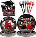 Grencian 96Pcs Boxing Birthday Party Supplies World Champion Plates and Napkins Fight Sports Wrestling Tableware Set for Boxing Birthday Party Supplies Serves 24