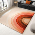 Area Rug 3 x 5 ft Living Room Non-Slip Geometric Arch Rainbow Floor Carpet, Pink Soft Low-Pile Washable Large Area Rugs - Bedroom Dining Room Kitchen Mat
