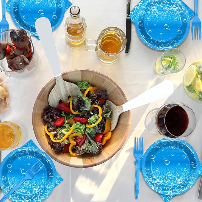 96Pcs Ocean Theme Party Plates and Napkins for Under the Sea Bubbles Birthday Party Supplies Underwater Paper Dessert Cake Plates Ocean Tableware Set for Kids Boys 24 Guests Birthday Party Decorations
