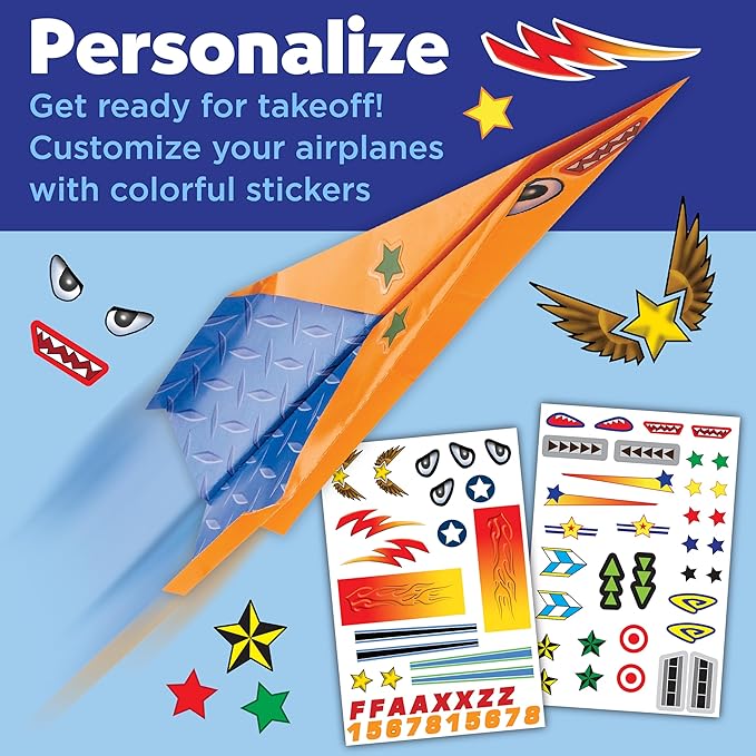 Creativity for Kids Paper Airplane Squadron - Create 20 Paper Airplanes, Mini Craft Kit for Boys, Great Spring Crafts and Gift for Boys, Kids Activities (Ages 6+)