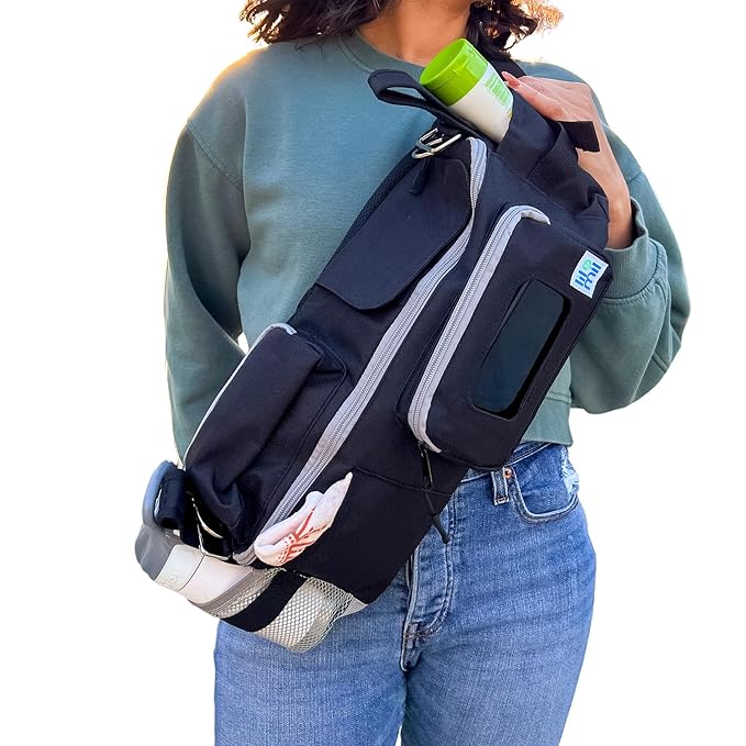Lil & Mil Crossbody Diaper Bag with Wipes Pocket | Convenient Small Diaper Bag | Doubles as Hanging Stroller Organizer with Cup Holder, Cell Phone Holder & Wipes Pocket - Tot Tote