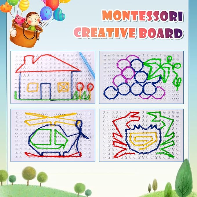 CHEROSIN Fine Motor Threading Boards for Kids - Pencil Grasp Fine Motor Toys Sensory Learning Boards for Preschooler, Calm Down Activity Therapy Toys Gifts for 3 4 5 6 Year Old Kids Boys Girls