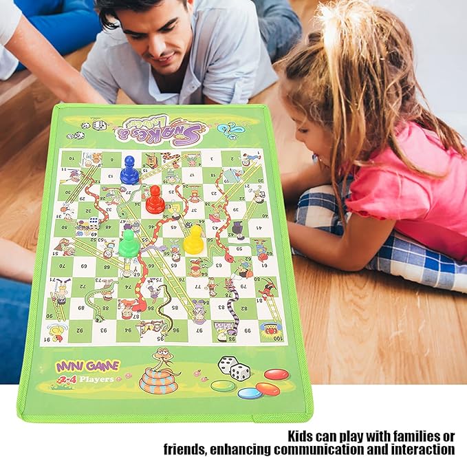 Snakes and Ladders Board Game, Portable Flying Chess Toy Set Educational Board Game for Kids and Adults