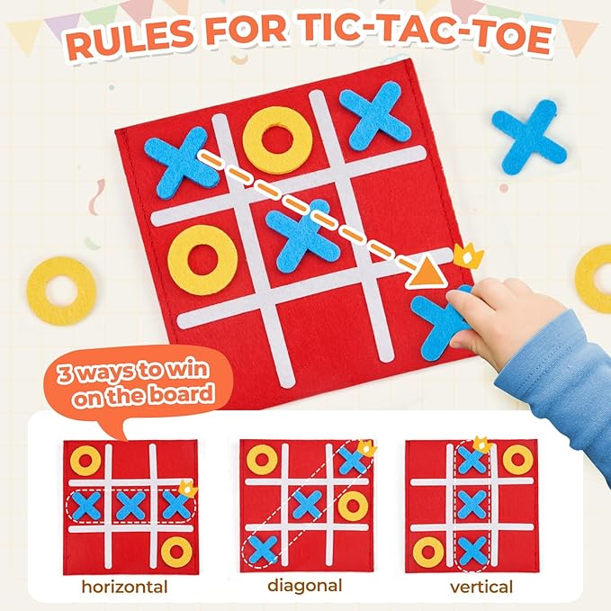 JoyCat 48 Pack Tic Tac Toe Party Favors for Kids, Felt Travel Board Games with Storage Pouch, Classroom Prizes, Goodie Bag Stuffers, Birthday Gifts for Students(Classic)