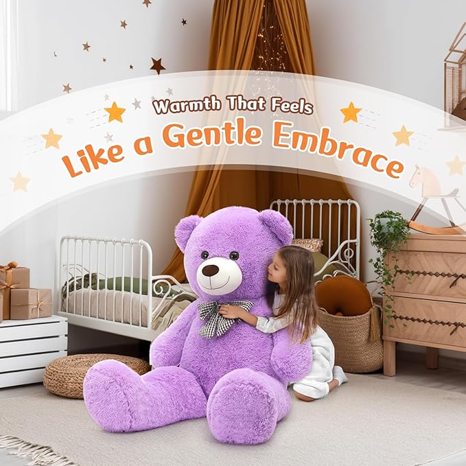 MorisMos Giant Teddy Bear 4 Feet, 47inch Stuffed Animal Big Teddy Bear Plush, Classic Gift Girlfriend Boyfriend on Birthday, Violet