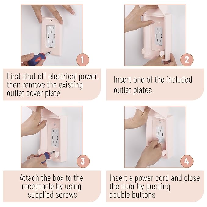 Bates - Baby Safety Outlet Cover Box, Pink, Outlet Covers Baby Proofing, Plug Covers Baby Proofing, Baby Outlet Cover, Socket Covers Baby Proofing, Baby Outlet Covers Baby Proof, Outlet Box Cover