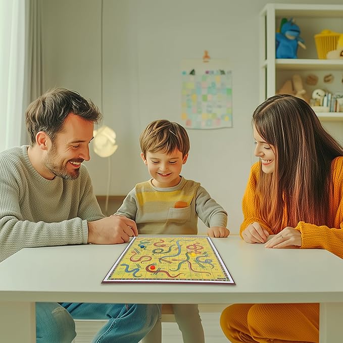 Classic Snakes and Ladders Board Game – Foldable Family Board Game with Dice & Pawns, Retro Educational Toy for Kids & Adults, Travel Portable Game Set for 2-4 Players Ages 3+