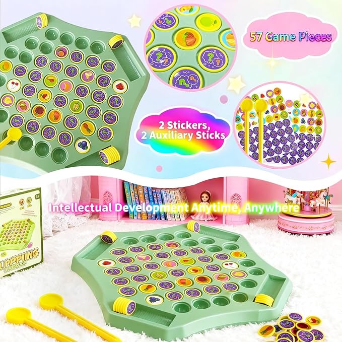 Flip Chess Memory Game, 54PCS Fruit Matching Puzzle Toy for Kids & Preschool, Educational Montessori Board Game for Memory & Logic, Family Fun, Birthday