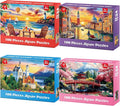 100 Piece Puzzle World Famous Landscapes Jigsaw Puzzles Large Piece Puzzles for Adult Seniors Kids Puzzles for Kids Ages 4-6 6-8 Learning Educational Toys Gifts for Girls Boys 4 Packs