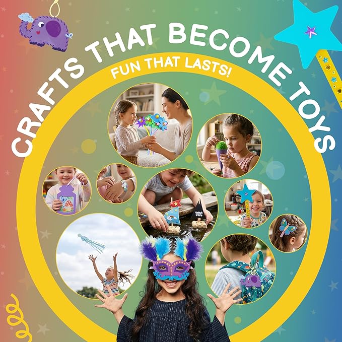 QuTZ Craft Kits for Kids Ages 4-8, 10-in-1 Toddler Craft Box, Build Projects that Glow, Float, Wearable and Playable, No prep and no Clean-up, Art and Crafts Supplies for Kids 4 5 6 7 8 Year Old