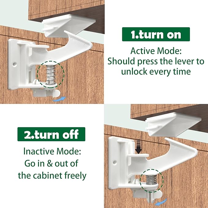 Vmaisi 24 Pack Cabinet Locks Child Safety Latches - Baby Proofing Cabinets Drawer Lock with Adhesive Easy Installation - No Drilling or Extra Screws (White)