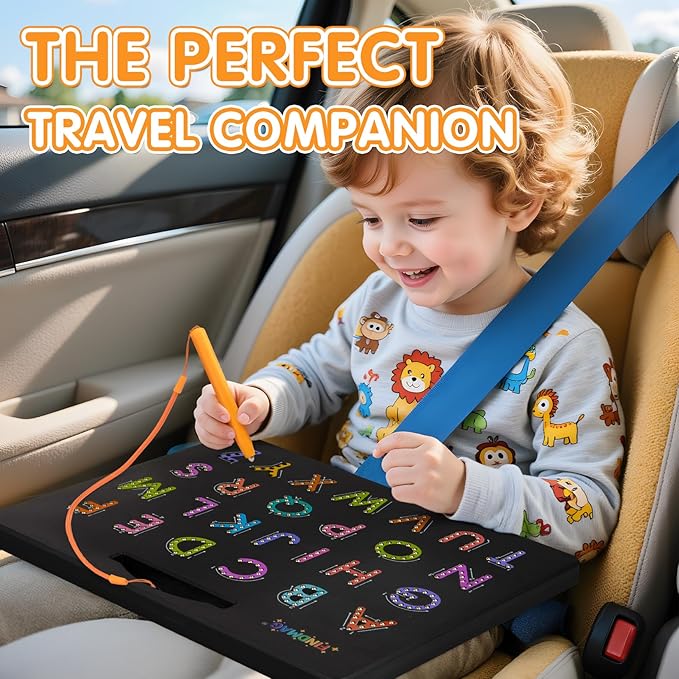 FINDMAG Magnetic Letter Board, Dual Sided ABC Education Board Writing Practice for Toddler, Erasable Educational Tool for Kids, Reusable Learning Toys, Back to School Supplies Road Trip Essentials