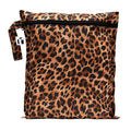 Bumkins Roamio Waterproof Wet Bag for Baby, Travel, Swim Suit, Cloth Diapers, Pump Parts, Pool, Beach, Gym Clothes, Toiletry, Hook to Stroller, Daycare, Zip Reusable Wetdry Pack Pouch, Leopard Print