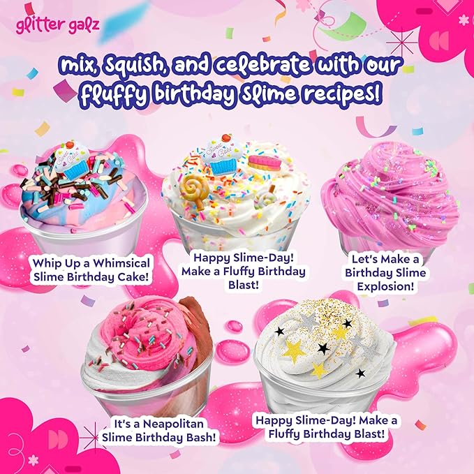 Slime Kit | Glitter Galz Birthday Gifts for Girls Ages 6+ | DIY Make Your own Slime Birthday Party 42 Mix-ins | Arts and Crafts | Slime-Making kit | Slime Activator | Sensory Gifts for Teens