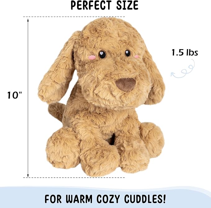Goldendoodle Poodle Dog Microwavable Stuffed Animal – 1.5 lb Unscented Heating Pad Plush, Soft Cozy Golden Doodle Puppy Toy for Relaxation and Comfort, Gift for Women, Girls, Adults & Kids, Happy Fuel