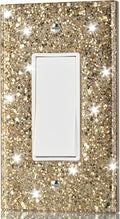 Gold Glitter Light Switch or Outlet Covers - Sparkling Wall Plate Cover 5.10"x3.15",1-Gang Rocker