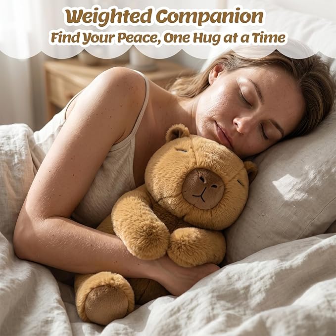 BRICHOEE 5lbs Weighted Capybara Stuffed Animals, 20'' Weighted Comfort Sensory Soothing Plush Toy, Cuddling Calming Cuddle Companion Gifts for Adults & Kids