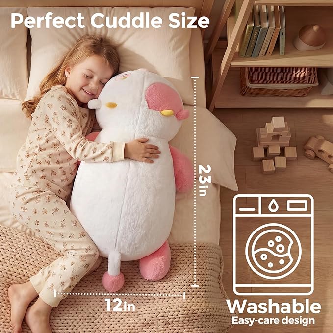 Weighted Stuffed Animals 4.0 Lbs – Weighted Strawberry Cow Plush, Weighted Plush Animals for Kids, Cow Weighted Pillow, Birthday Gifts for Women, Girls and Males (23 inch)