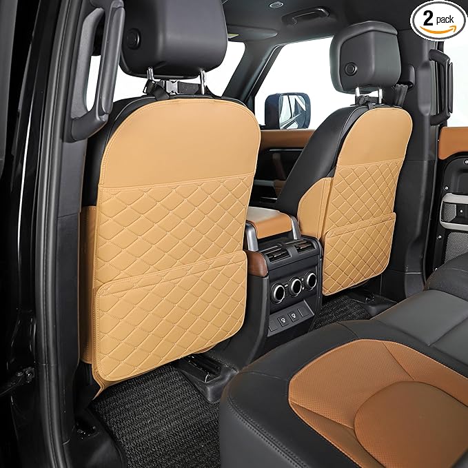 TAIKOO Seat Back Protector + Large Capacity Pocket Storage Organizer,Preventing the Impact of Children Stepping on the Seat Backrest (Orange)