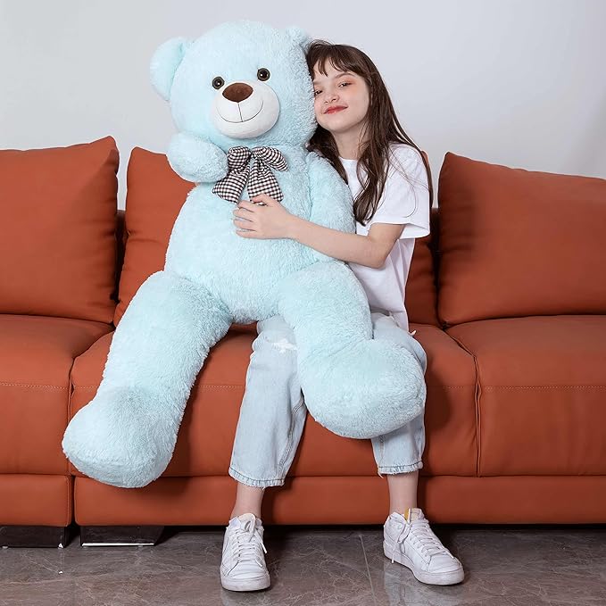 MorisMos Giant Teddy Bear 4 Feet, 47inch Big Teddy Bear Stuffed Animal Plush for Girlfriend, Boyfriend, Light Blue