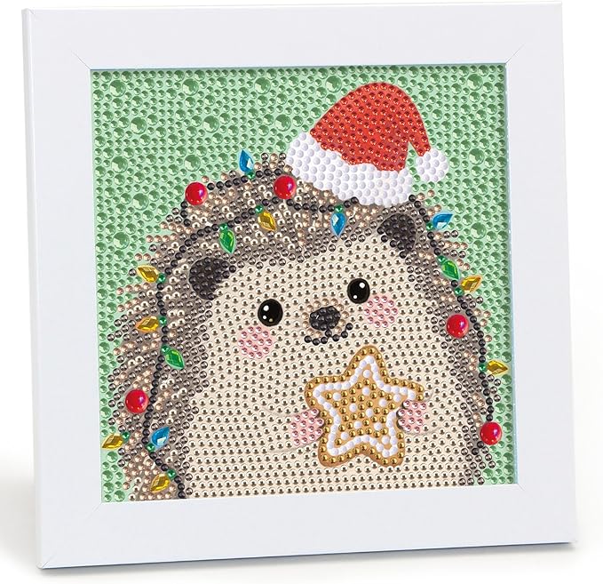 Libfx Diamond Art Kits for Kids with Frame Diamond Art for Girls Boys Beginners Arts and Crafts Ages 8-12 Birthday Gifts (Christmas Hedgehog)