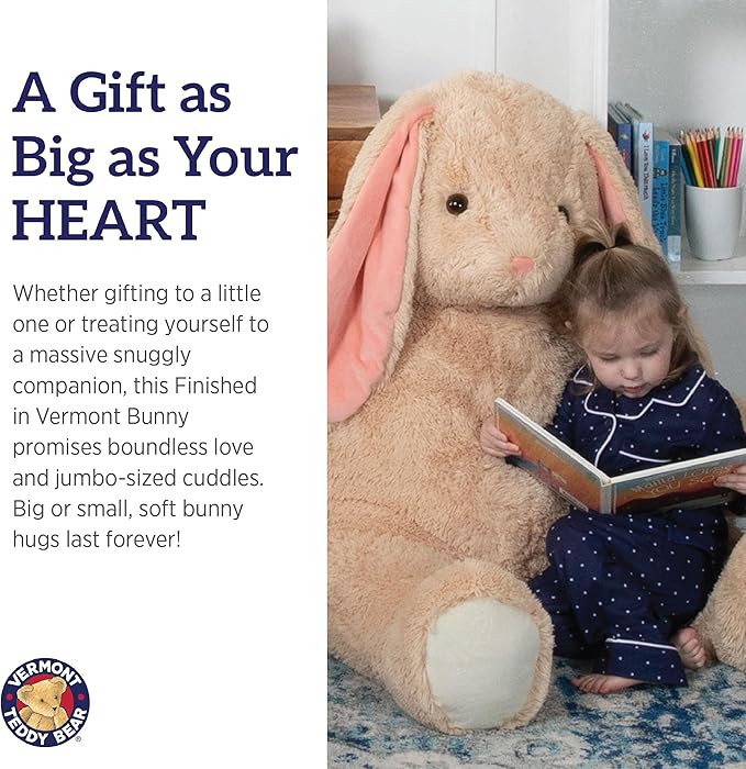 Vermont Teddy Bear Giant Easter Bunny Stuffed Animal | 4 Foot Bunny Plush Toy | Jumbo Emotional Support Plush for Kids and Adults | Crafted in the USA