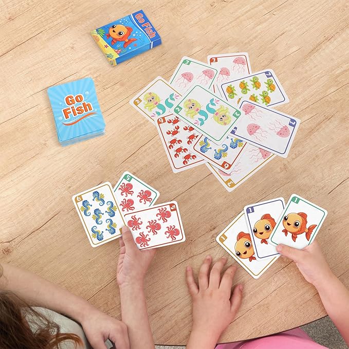 Card Games,Go Fish,Old Maid Card Game for Kids Toddler,2 Decks of Classic Fun Card Game for Game Nights and Family Gatherings,Great Gifts for Birthday Christmas Stocking Stuffers (Go Fish&Old Maid)