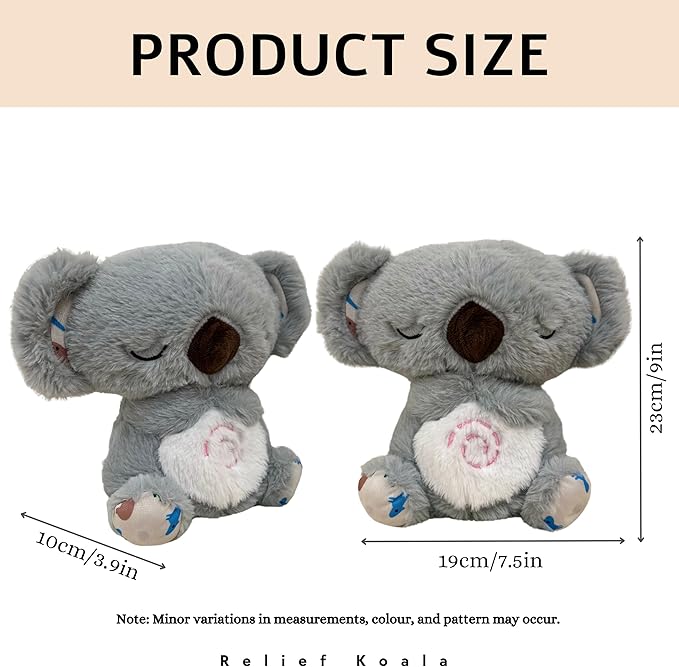 Anxiety Relief Koala, Breathing Teddy Bear with Calming Music, Lights, Sleeping Otter Plush, Soothing Koala for Adults & Kids, Stress Relief Stuffed Animal (3-Level Adjustable Volume)