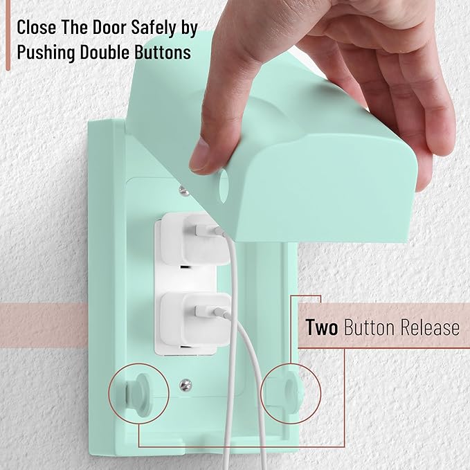 Bates - Baby Safety Outlet Cover Box, Cyan Blue, Outlet Covers Baby Proofing, Plug Covers Baby Proofing, Baby Outlet Cover, Socket Covers Baby Proofing, Baby Outlet Covers Baby Proof, Outlet Box Cover