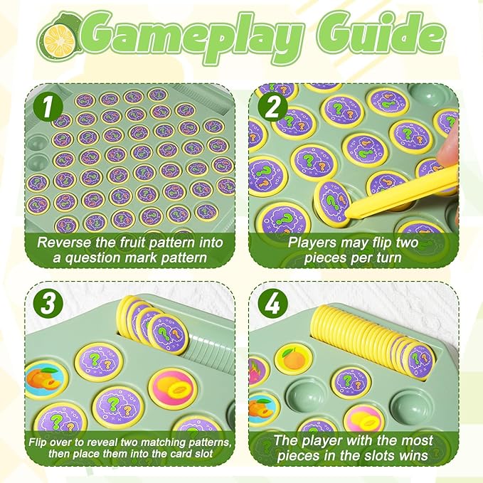 2026 Fruit Turn Around Chess Strategy Chess Game, DIY Fruit Matching Chess Boards,Chess Game for Kindergarten Gathering Activity