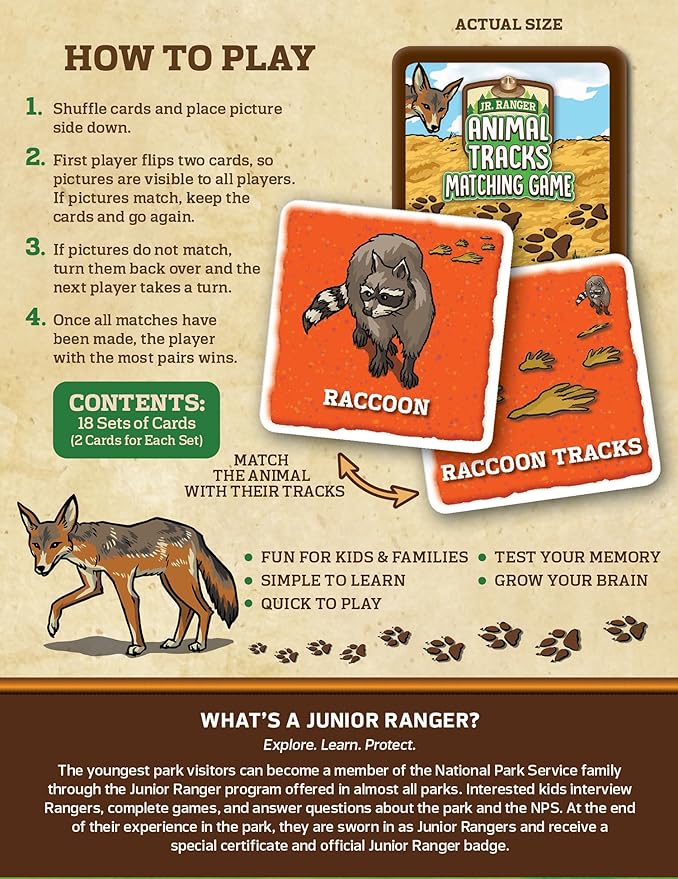 Masterpieces Jr Ranger - Animal Tracks Matching Game - Fun Family Entertainment for Kids and Adults - Educational, Engaging, and Perfect for Game Night, Classroom Activities, and Interactive Play