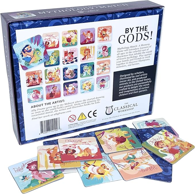 Mythology Match: an Educational Memory Matching Game, Made in The USA for Ages 3+ (24 Pairs, 48 Tiles)