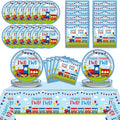 Qyeahkj 24 Guests Chugga Chugga Two Two Birthday Party Paper Plates Napkins Tablecloth Supplies Set Train 2nd Disposable Tableware Dinnerware Decorations Favors for Boys Girls Birthday Party