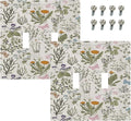 Outlet Covers Boho Floral Vintage Flowers Plants 1 Gang Duplex Light Switch Cover Plate Decorative Wall Plates Electrical Switchplate Receptacle for Bathroom Bedroom Decor（2 Pack）