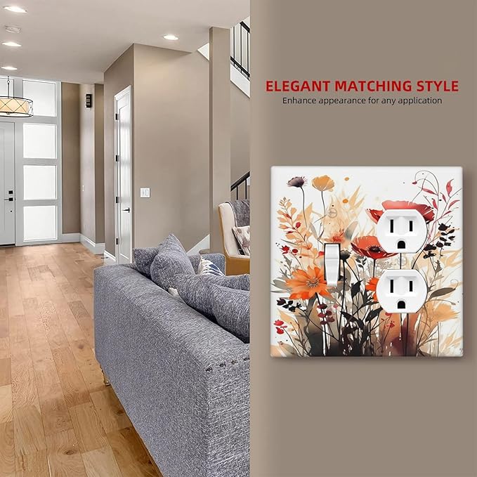 Wallplates Country Watercolor Flowers Art Wildflower 1 Toggle 1 Duplex Switch Plate Electrical GFCI Faceplate Decorative Light Switch Covers for Bedroom Cabin Decor