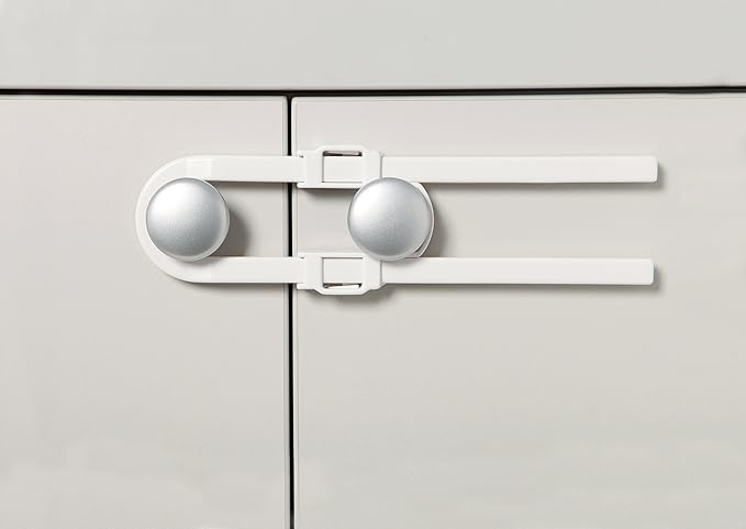 Dreambaby U Shaped Cabinet Locks - Extra Long Child Lock for Cabinets - Gliding Baby Safety Locks (6 Pack)