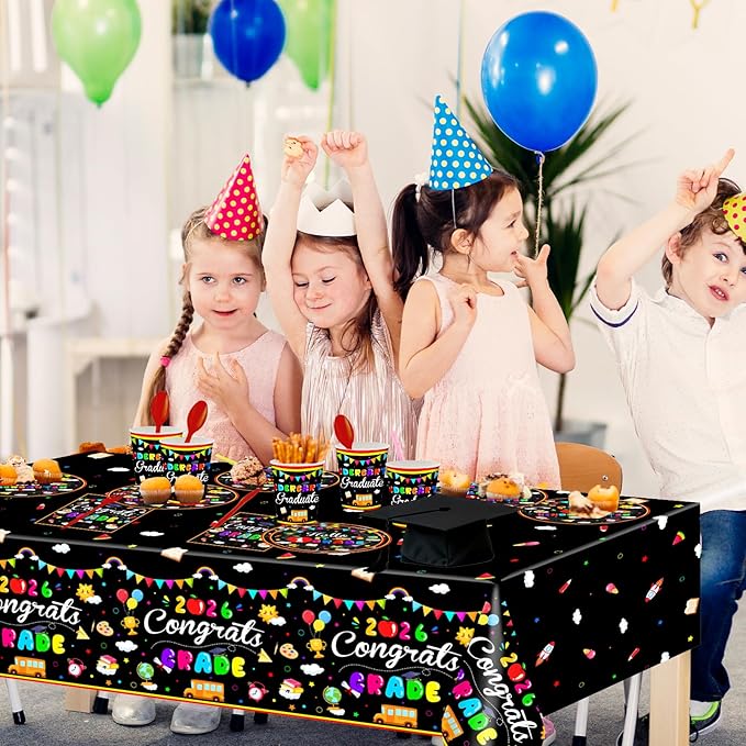 Kindergarten Graduation Decorations 169 Pcs 2026 Congrats Grad Plates Napkins Cups Tablecloth Tableware Set Peace Out Kindergarten Graduation Party Supplies Serve 24