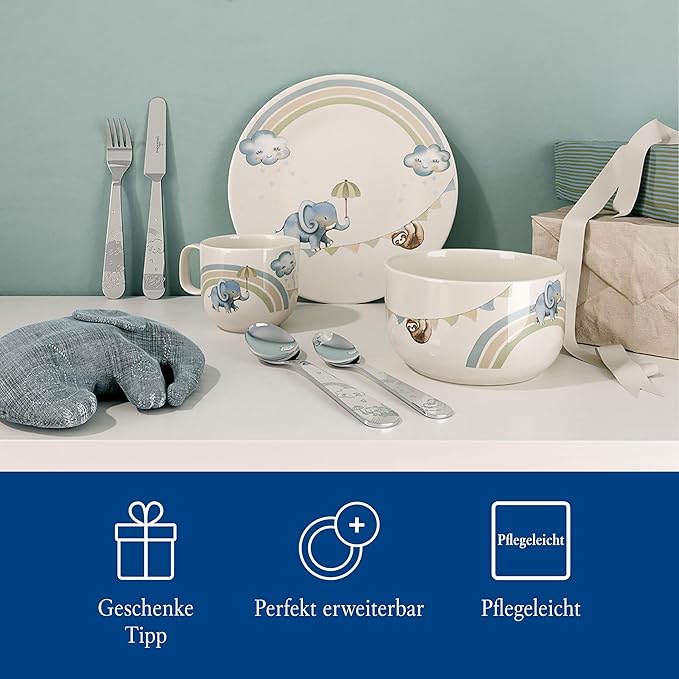 Villeroy & Boch Boho Kids Walk Like An Elephant Small Children's Mug with Handle, Mug for Children, Porcelain Mug, Children's Tableware, Dishwasher Safe, Microwave Safe, Multi-Colour