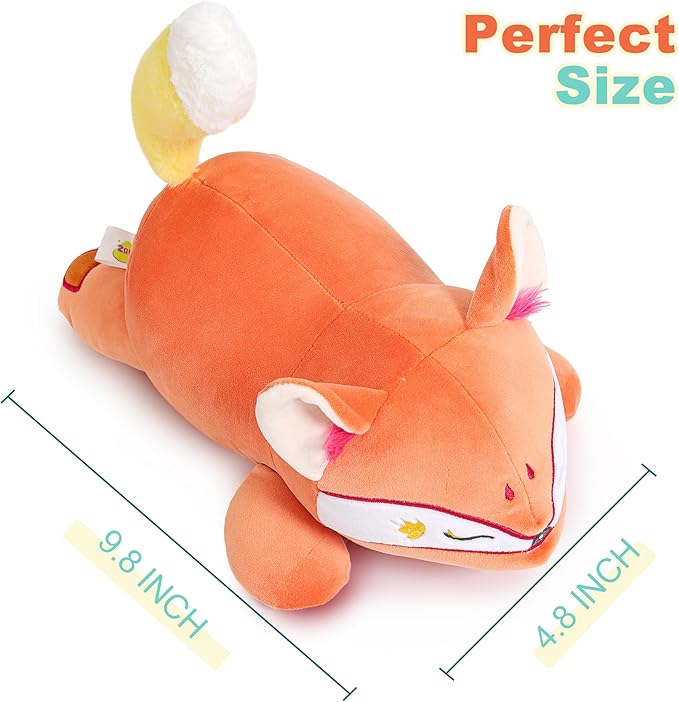 Onsoyours Original Red Wheat Fox Weighted Stuffed Animal, Cute Weighted Positive Fox Plush Pillow Toy Soft Plushies Gift for Kids & Adults（9.8", 1.0 Lbs）