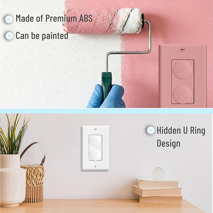 Bates- Outlet Covers Child Proof, 40 Pack, White, Round 3 Prong Outlet Covers