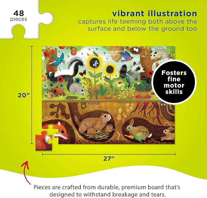 Crocodile Creek Above + Below 48-Piece Jigsaw Floor Puzzle - Fun Floor Puzzles for Kids Ages 4-8 - Backyard Discovery - 27 x 20 inches Finished