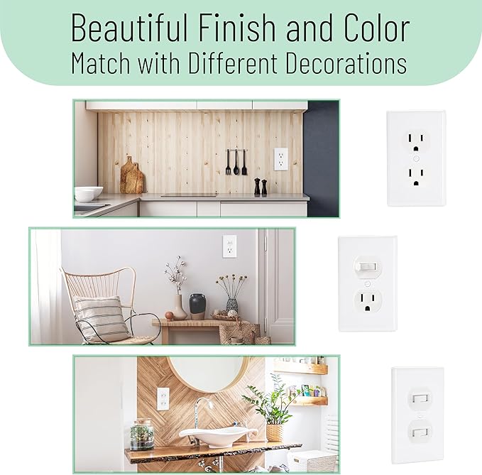 Bates- Duplex Wall Plate, 20 Pack, White, Electrical Outlet Cover Plates, Wall Outlet Cover