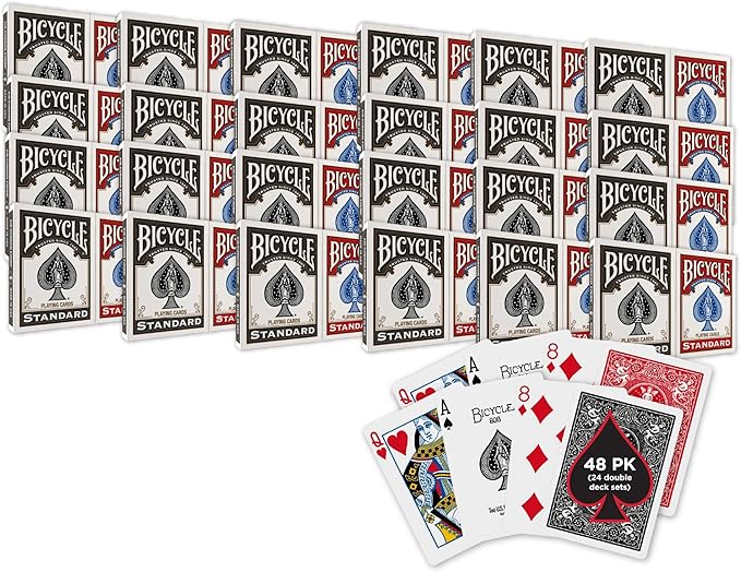 Bicycle 48pk Red & Black Rider Back Playing Cards, Standard Index, Decks of Cards, Premium Poker Cards for Blackjack, Casino Games & Family Game Night, 2 Count (Pack of 1)