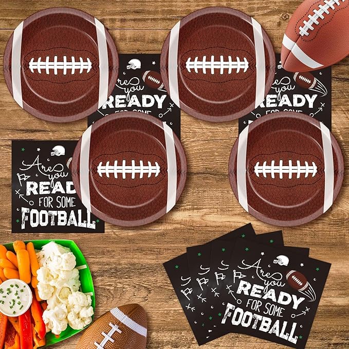 50Pcs Football Party Paper Plates and Napkins Football Dessert Plates Football Theme Party Decorations Super Football Tableware Set Serves 25 Guest Game Day Tailgate Sports Birthday Party Supplies