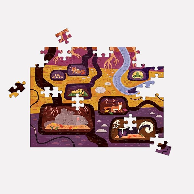 Mudpuppy Forest Above & Below 100 Piece Double-Sided Puzzle from Mudpuppy – Two Fun Puzzles in One!, Colorful Illustrations of Your Favorite Forest Animals, 22" x 16.5", Ages 6+