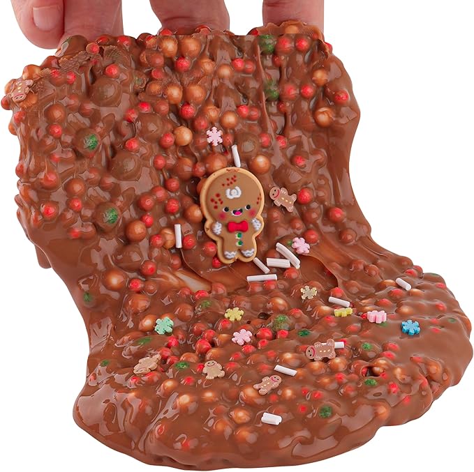 Gingerbread Man Brown Foam Slime - Christmas Stocking Stuffers for Kids, Good Stretchy & Non-Sticky Crunchy Slime Sensory Toys for Girls & Boys Gifts